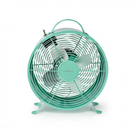 Nedis Ventilateur de Bureau Rétro Diamètre 25cm 2 Vitesses Turquoise