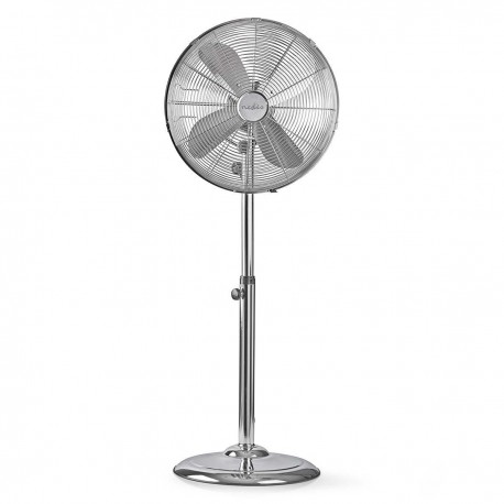 Nedis Ventilateur sur Pied en Métal Hauteur Réglable 40cm de Diamètre 3 Vitesses Chrome